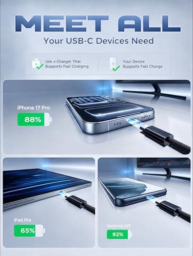 2 Pack USB C Plug UK 50W, Tupneuf 6 Port USB Charger with 30W PD/PPS & 20W QC, Multiport Fast Charger for iPhone 17 16 15 Pro Max, iPad Pro Air, Samsung Galaxy S25 S24 S23, White Set — view 4