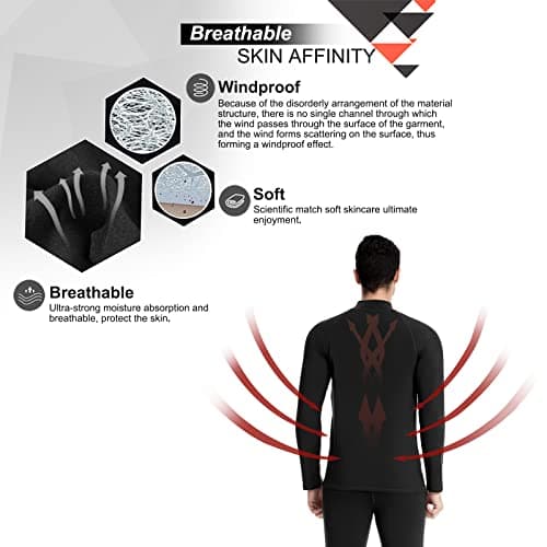 MEETWEE Men's Thermal Underwear Set, Compression Base Layer Long Johns Long Sleeve Top Shirt Suit for Winter Workout, Black, XL — view 5
