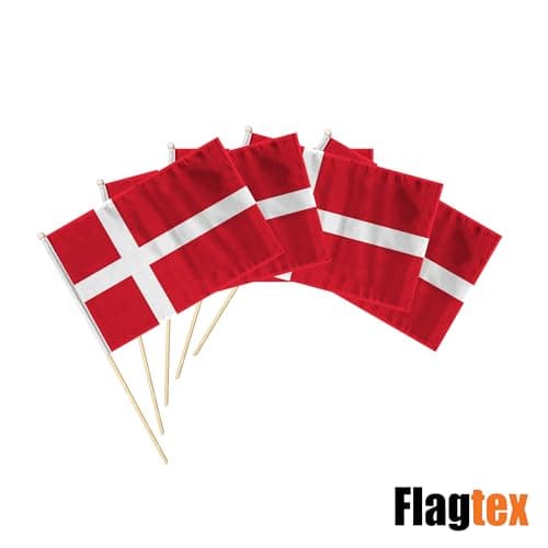 Flagtex Denmark Hand Waving Flag (9x6 Inch) - Premium Wooden Stick Hand Flag 9x6 Inch Natural Wood Pole European Dannebrog Red White Nordic Cross Flag Events Parades — view 5