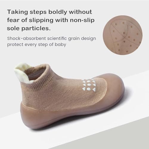 Bearbay Baby Walking Sock Shoes Infant Non-Slip Breathable Slippers with Soft Rubber Sole Baby Boys Girls Sneakers,22 — view 4