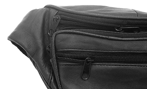 Engraved Shield Black Leather Fanny Pack Adjustable Travel Bumbag Gift ES — view 5