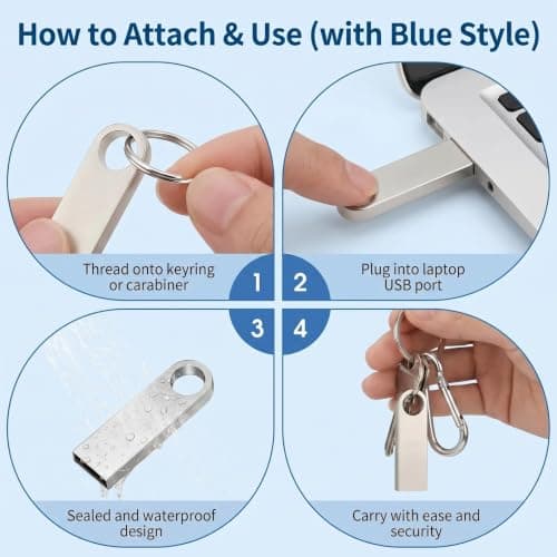 10 Pack 4GB Silver Metal USB Flash Drive, Thumb Drive, USB 2.0, Waterproof — view 4