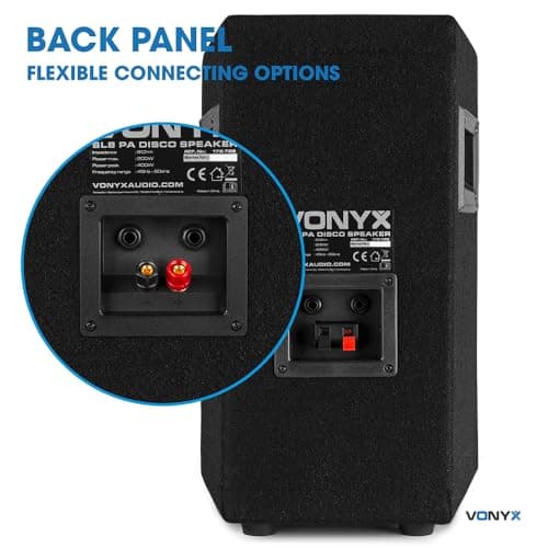 VONYX SL12 Pair of 12" Passive DJ PA Speakers 1200W Peak Power 2-Way Bass Reflex System with Piezo Horn Ideal for Parties, Karaoke, Venues & Home Studio Use — view 6
