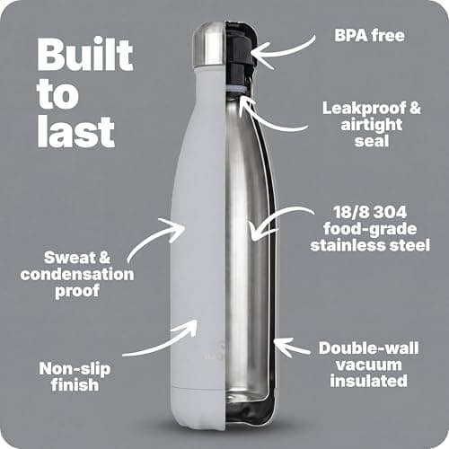 Nuactiv Stainless Steel Water Bottle 500ml Vacuum Insulated Metal Flask — view 3