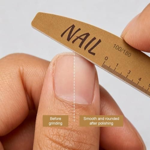 12 Pcs Professional Nail Files – Reusable Half‑Moon & Oval Tip Emery Boards, Multi‑Grit for Natural, Acrylic & Gel Nails, Manicure Pedicure Tools, Bulk Salon Supplies，Rubber 100/180 – Half‑Moon — view 5