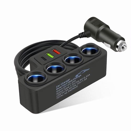 120W Car Cigarette Lighter Multi Socket with 4 Sockets & 3 USB Ports
