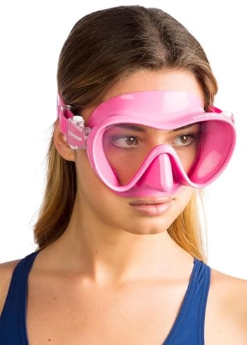 Cressi F1 Frameless Diving Mask - Anti-Fog Tempered Glass Snorkel Mask - Silicone Skirt for Secure Scuba Fit - Adjustable Buckles for Diving & Snorkelling - Pink - One Size — view 6