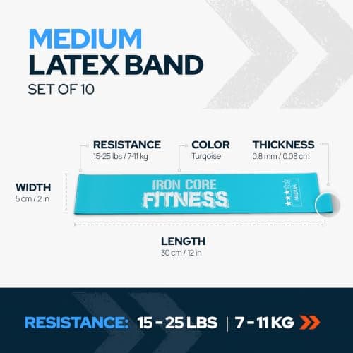 10-Pack Set Medium Resistance Booty Bands – Latex Mini Loop Bands for Workout, Glutes, Legs & Physical Therapy – Small Exercise Band in Bulk for Women and Men – Ideal for Gyms, Studios, and Trainers — view 5