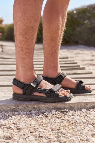 Mountain Warehouse Crete Mens Sandals - Durable Summer Shoes, Sturdy Grip, Cushioned Footbed, Neoprene Lined, Hook & Loop Straps Beach Shoes - for Spring Travel, Walking, Grey, 11 UK — view 2