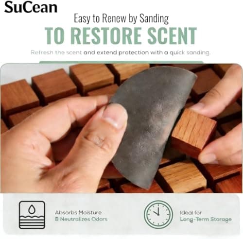 SuCean Moth Repellent Cedarwood Blocks, Drawers & Travel Bags with Natural Oils to Protect Clothes - Anti-Moth, Moth Repellent for Wardrobes, Natural Wood Fragrance Repels Moths-78P — view 4