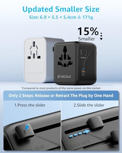 decqle “Pro” Universal Travel Adapter for International Travel -EU UK US AU — view 4
