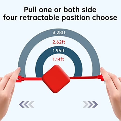 3 Pcs Retractable 3-in-1 USB Charging Cable, 3.28ft USB A to USB-C/Micro USB/Apple Device Interface, Fast Charging & Data Sync, Compatible with iPhone/Android/Tablet (Blue+Green+Red) — view 4