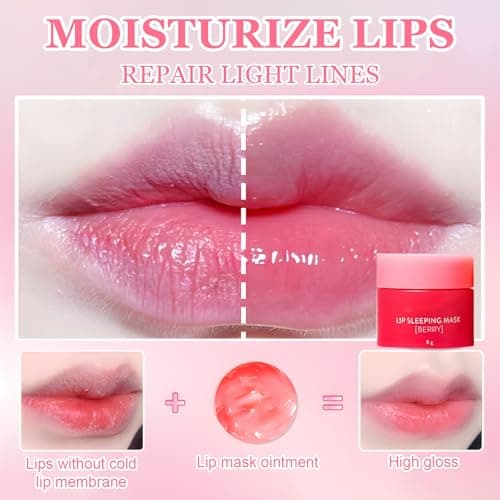 Lip Sleeping Mask,4 Pcs Lip Balm Set Mini Day And Night Repair Lip Balm, Lip Mask for Chapped Cracked Dry Lips, Moisturizing Lip Mask for Both Men And Women, Sleep Balm, Natural Bright — view 6