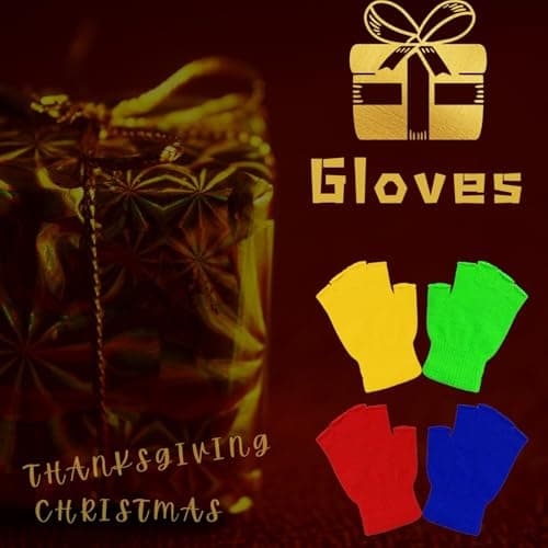 DOOVID Winter Knit Warm Mittens for Women & Men - Stretch Half Finger Gloves, Yellow, One Size — view 6