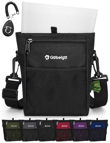 Gobeigo 4 Cup Dog Treat Pouch with Silicone Insert Bag& Clicker(Black)