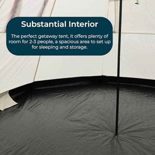 JSH 2-3 Man Festival Camping Tent | Quick & Easy Set Up with Carry Bag | Perfect for Festivals, Picnics, Families, Glamping (Teepee Tent) — view 4