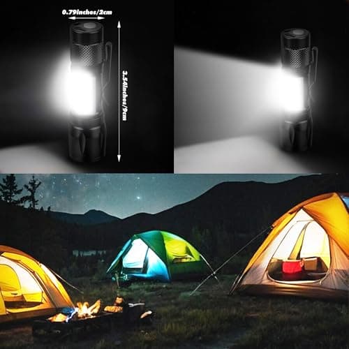 KunHe 10 Pack USB-C Rechargeable Mini LED Torch, Compact High Lumen EDC Torches with COB Side Light, Zoomable Clip-On Torch for Camping, Emergencies & Gifts — view 2