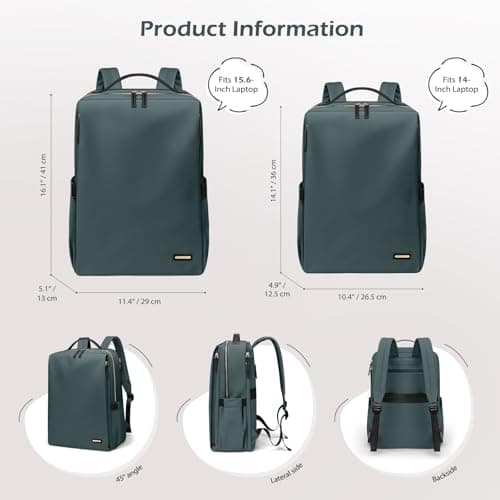 GOLF SUPAGS Stylish Laptop Backpack for Women Airline Approved Perfect for Work College and Travel Multi-Functional Casual Daypack Fits 15.6 Inch Notebook (Atrovirens) — view 6