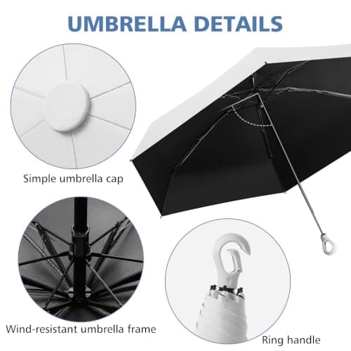 Ancuioyz Mini Sun Umbrella, Ring Handle Allows For Hanging, Uv-Resistant, Rainproof, And Sunproof, Suitable For Men Women Kids，Orange — view 2