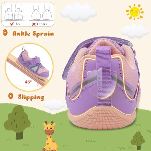 JOINFREE Toddlers Sneakers Baby Girls Frst Walking Shoes Child Running Shoes Anti-Skid Kids Sneakers Pink Purple 3.5/4.5 UK Child — view 6