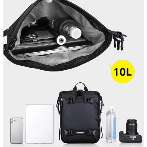 abamita Waterproof Motorcycle Tail Bag 10L Motorbike Rear Rack Storage Bag Saddle Pannier for Touring Adventure Commuting Black — view 4