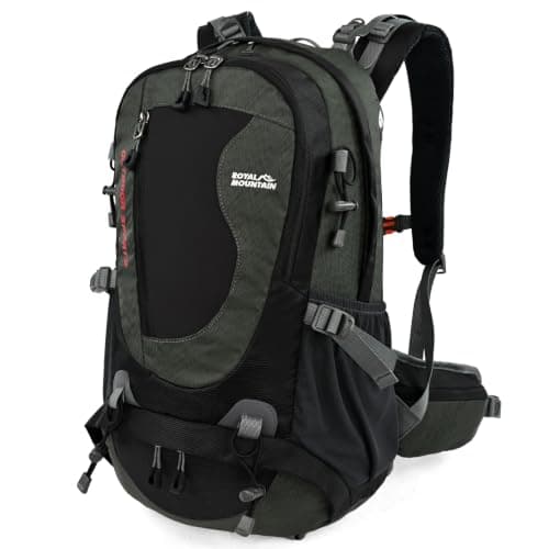 Hiking Backpack 35L, Waterproof Travel Rucksack with Shoe Compartment, Grey