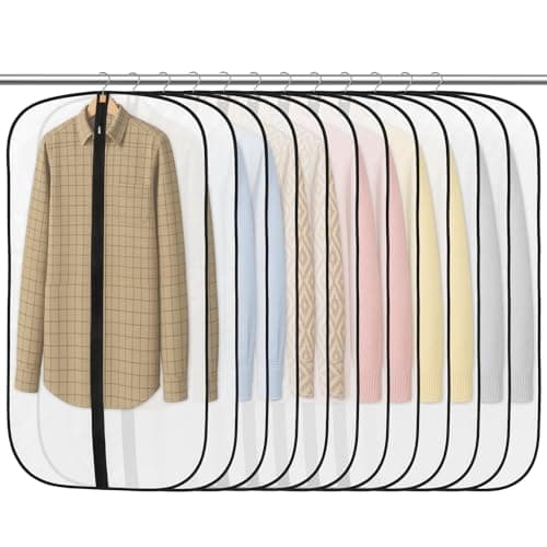 12 Pack Garment Bags, PEVA Translucent Clothes Covers, Suit Bag 40in