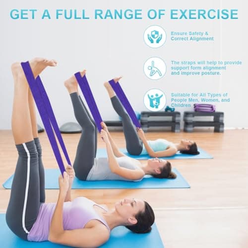 Flintronic Yoga Strap, Yoga Strap, 1 x 1.85 m Yoga Strap, Stretching Yoga Band with D-Ring, 100% Cotton, Yoga Accessories, Fitness Stretch Strap for Beginners and Advanced Users for Yoga, Pilates — view 4