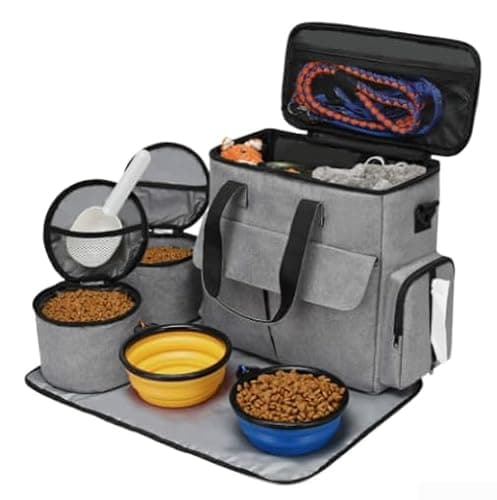 Pet Travel Bag 38cm Waterproof Oxford Storage Kit(Blue + 2 Bowls) — view 3