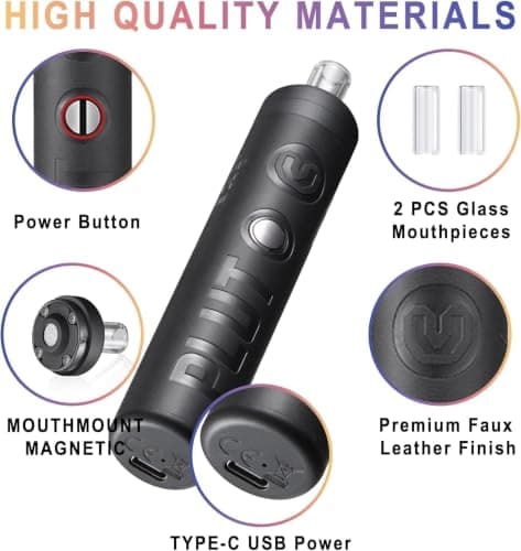 Pluto Dry Herb Vaporizer, Portable Pen-Style Dry Herb Vaporisers with 3 Temperature Settings (200°C / 220°C / 240°C), 1100mAh Battery, Faux Leather Design — view 4