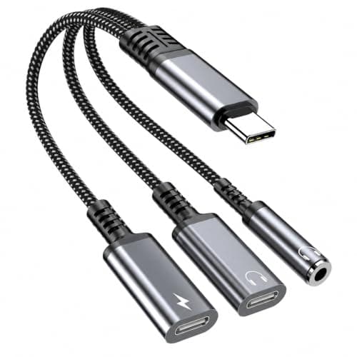 Hyleon 3-in-1 USB C to 3.5mm Headphone & Charger Adapter