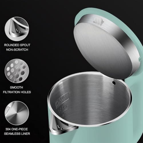 0.8l Small Electric Kettle For Boiling Water, Stainless Steel Travel Kettle, 1000w Fast Boil Teapot, Boil-Dry Protection, Auto Shut-Off, Perfect For Travel Boiling, Coffee, Tea (Green) — view 4