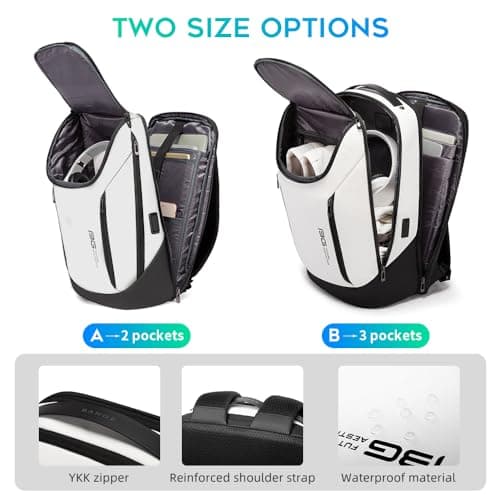 BANGE Business Smart Backpack Waterproof fit 15.6 Inch Laptop Backpack with USB Charging Port,Travel Durable Backpack, White, L, Fashion — view 4