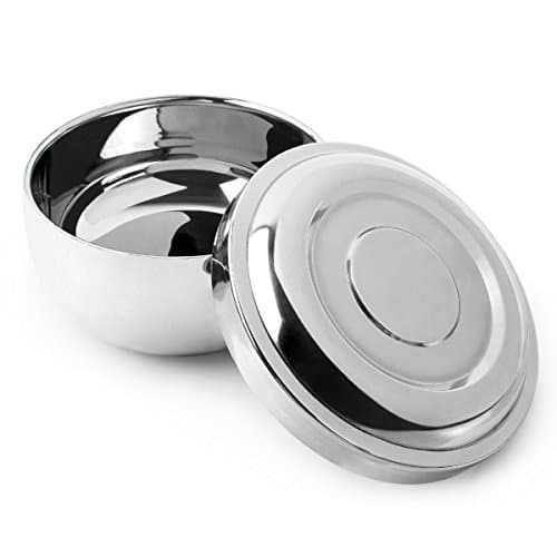 QShave Stainless Steel Shaving Bowl with Lid 4 Inch Diameter Large Deep Size Chrome Plated Shinning Finish Shave Soap Cup Mug — view 2