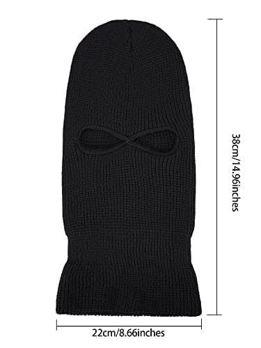 Geyoga 2 Hole Knitted Ski Mask Full Face Cover Warm Balaclava Knitted Winter Face Mask for Outdoor Sports(Black,Adult Size) — view 3