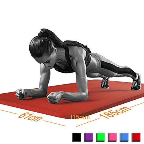 DSL Extra Thick 15mm Non-Slip Yoga Exercise Mat, 61x185cm (Red) — view 3