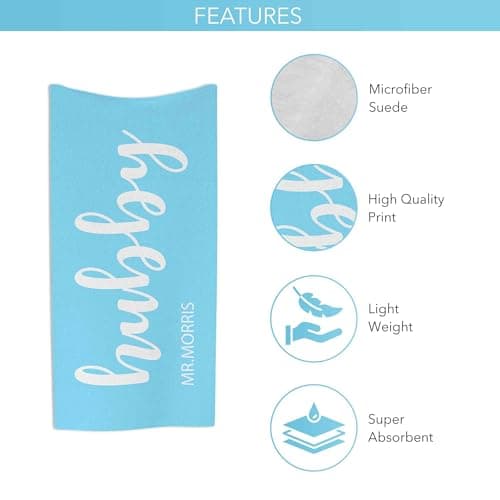 Print Maniacs Personalised Couple Gift Towel Hubby and Wifey Custom Name Microfibre Beach Towel Large Quick Dry Lightweight Travel Towel Honeymoon Holiday — view 3