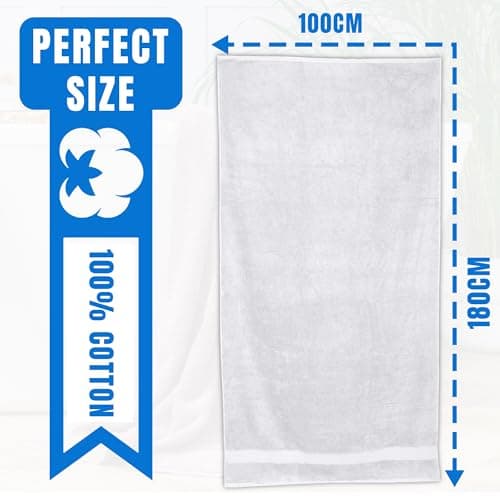 Towelogy® 100% Egyptian Cotton Super Jumbo Bath Sheet 100x180cm Spa Body Wrap Extra Large Bath Towel Hotel Quality Machine Washable (Snow White, 1) — view 4
