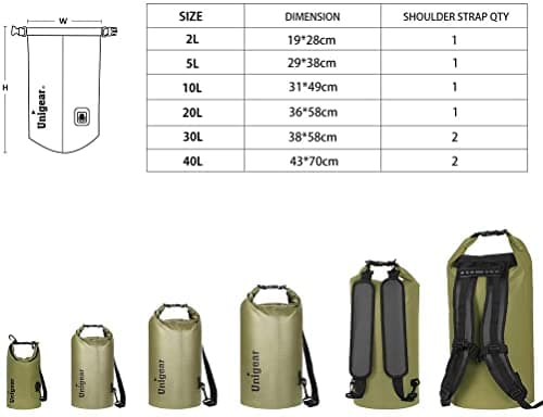 Unigear Waterproof Dry Bag with Phone Case and Adjustable Long Shoulder Strap for Boating, Kayaking, Fishing, Rafting, Swimming, Camping, Snowboarding 2L/5L/10L/20L/30L/40L — view 3