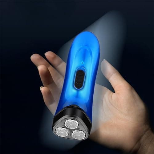 Men's Rechargeable Shaver Lightweight Grooming Kit with Detachable Brush Portable for Travel & Daily Use Compact Wet/Dry Trimmer (Blue, One Size) — view 5