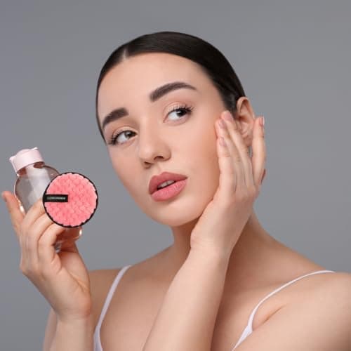 Micellar Cleansing Water Travel Set – Gentle Face Cleanser (100ml) with Reusable Makeup Remover Puff & Exfoliating Glove – Perfect for Sensitive Skin, Travel-Friendly Skincare — view 4
