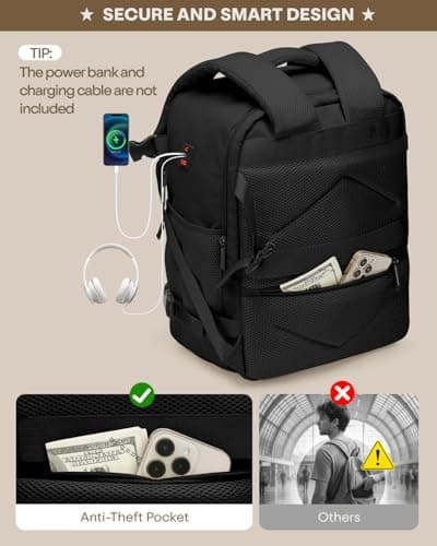 ZHXX Cabin Bag, for Ryanair Cabin Bags 55 x 40 x 20,44L Carry On Bag with a dedicated 17.3″laptop compartment and anti-theft pocket.Black — view 5