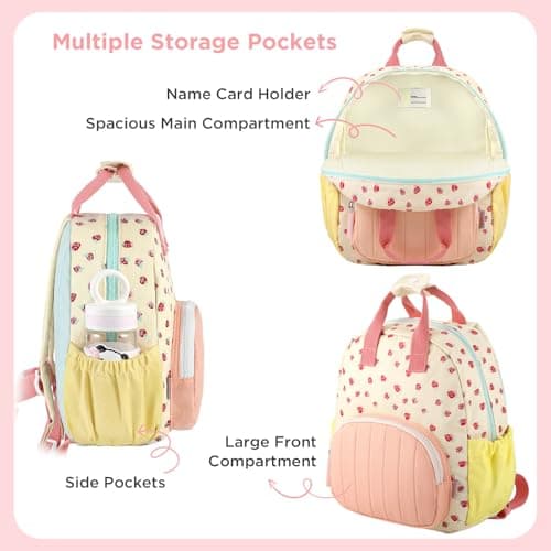 GAGAKU Toddler Backpack for Girls - Kids Backpacks Mini Children Backpack 2-4 years Cartoon Breathable Comfortable Preschool Kindergarten Elementary Rucksack Travel Bag - Pink Strawberry — view 5