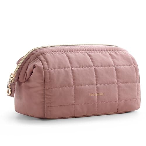 BAGSMART Small Travel Makeup Bag for Women, Wide Opening Cosmetics Bag