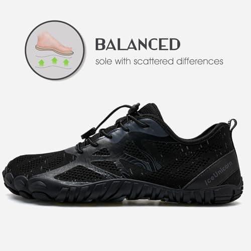 Barefoot Shoes Men Women Water Shoes Wide Lightweight Walking Shoes(A Black,9UK) — view 4