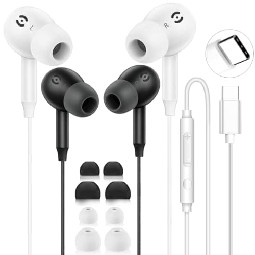 USB C Headphones Wired Earphones USB C Earbuds for iPhone 17 16 15 Pro Max