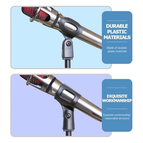 FENICAL Microphone Stand Holder with Mic Clip Universal 8pcs Spring Clip Design, Black Plastic and Clamp Secure and Anti-drop Mic Holder Compatible with 3/8 Inch for Indoor Stage Use — view 3