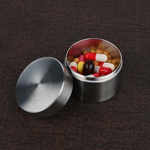 Stainless Steel Pill Case, Stainless Steel Medication case, Waterproof Pill Storage Box Travel, Tea Canister for Loose Tea, Travel Pill Organizer for Home, Traveling, Vocation, Outdoor — view 3