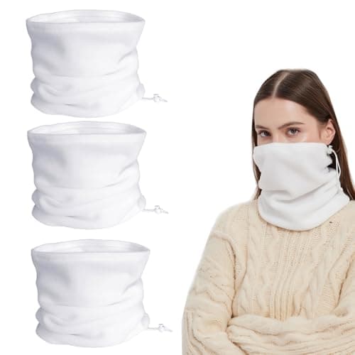 Golden Apple 3PCS Winter Sport Warmer Neck Gaiter Fleece Face Mask Skiing Cycling Windproof Balaclava Scarf For Men Women (White)