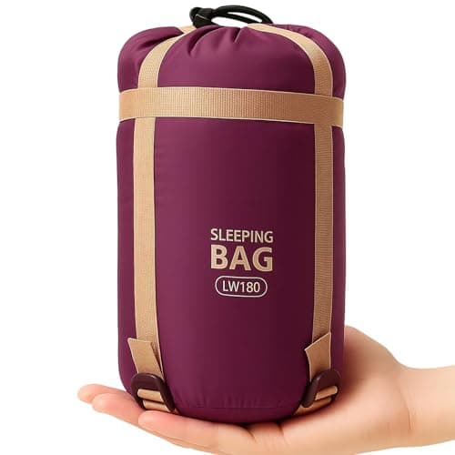 M.J COMFY-LIFE Lightweight Rectangular Sleeping Bag 190cm Envelope Sleeping Bag, Ultralight Camping Bag with Two-Way Zipper (Purple) — view 2